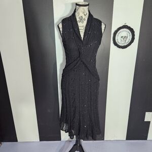 Joseph Ribkoff Black Sleeveless Sequin Midi Dress